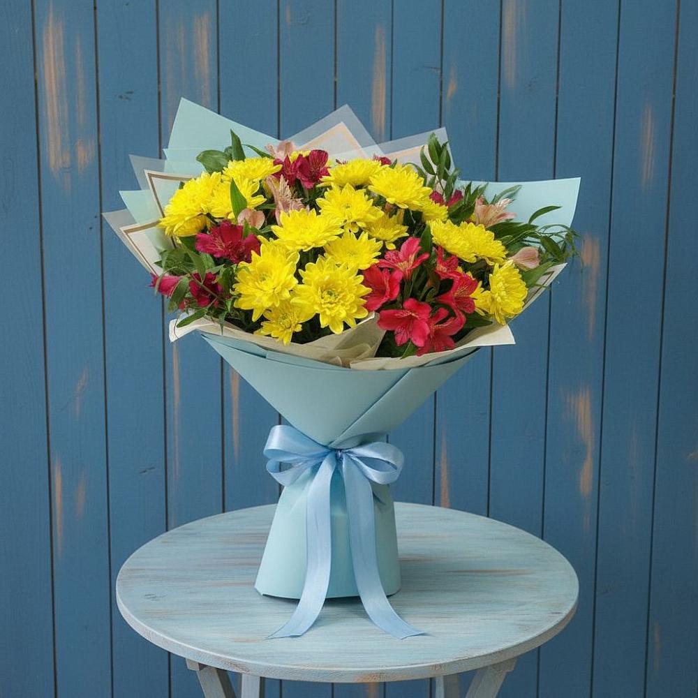 Букет цветов из: Альстромерии и Хризантемы в Дубинино