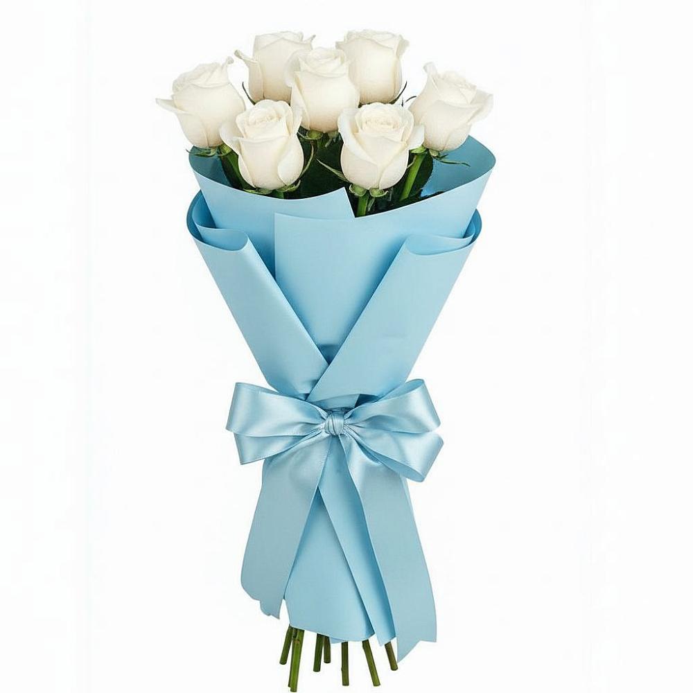 Букет 7 белых роз Проуд в Дубинино