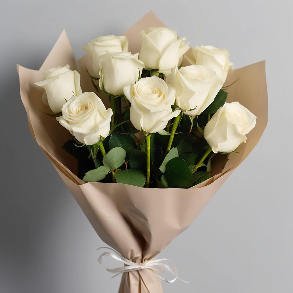 Букет 9 Белых роз Эдлесс Лав в Дубинино