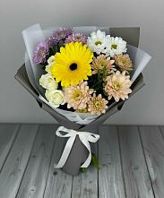 Букет цветов из:  Розы, Герберы и Хризантемы в Дубинино