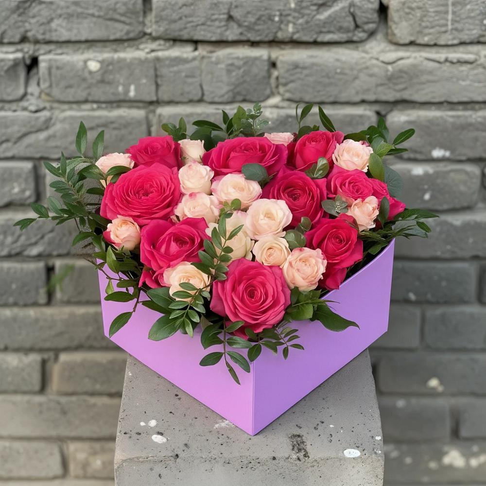 Цветочная композиция из Розы в коробке в Дубинино