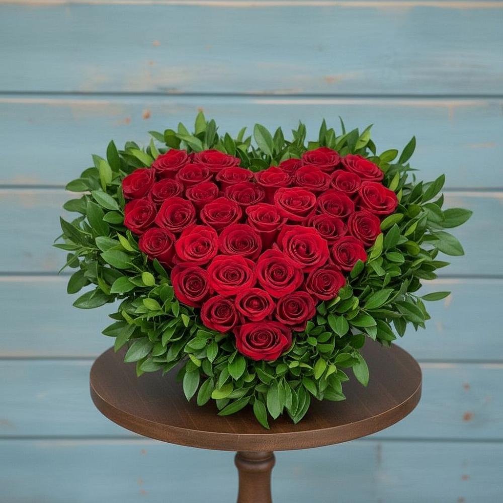 Цветочная композиция из Розы в виде сердца в Дубинино