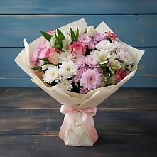 Букет цветов из:  Хризантемы, Альстромерии и Розы #REPLACE_PRED# Дубинино