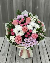 Букет цветов из:  Альстромерии, Гвоздики, Розы и Хризантемы #REPLACE_PRED# Дубинино