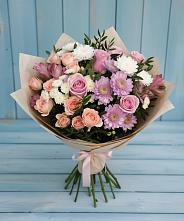 Букет цветов из:  Хризантемы, Розы и Альстромерии в Дубинино